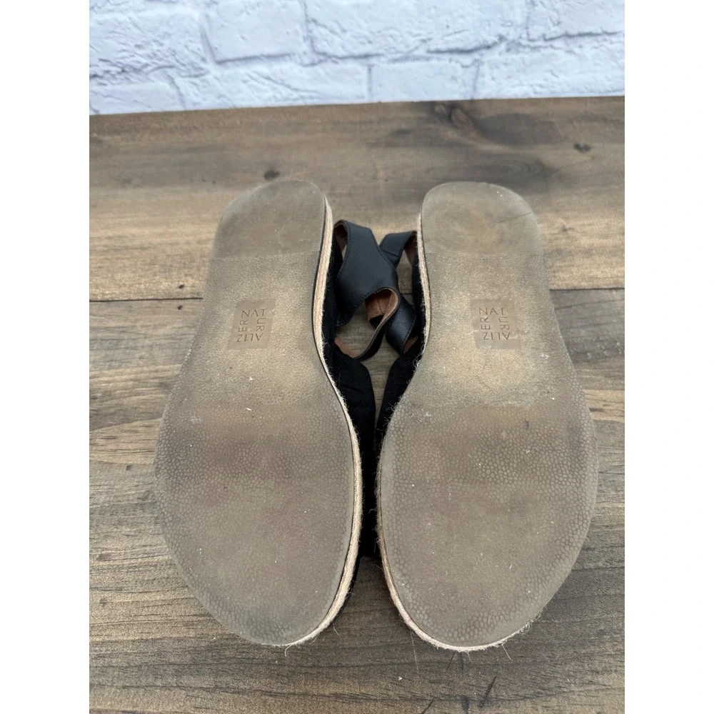 Naturalizer Berry Black Espadrille Platform Sandals Size 10 Beachy Boho Coastal